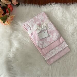 Catherine Malandrino Swaddling Blankets Pink White 4X 100% cotton Baby NWT
